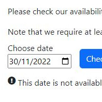 Example unavailable date shown by availability checker